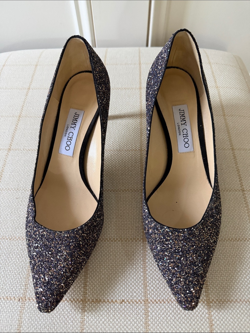 Jimmy Choo Women's Glitter Pointed-Toe Pumps - Black Multi Sparkle